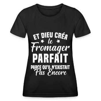 Fromager cadeau drôle fromage fromagerie - T-shirt sport Femme - noir - Devant - AI Model Female 172 light (172cm)