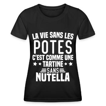 Tartine sans chocolat Humour Cadeau - T-shirt sport Femme - noir - Devant - AI Model Female 172 light (172cm)