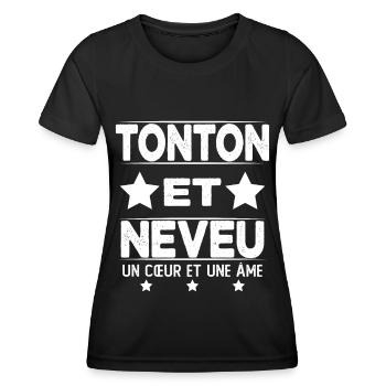 Tonton et Neveu Cadeau Humour - T-shirt sport Femme - noir - Devant - AI Model Female 172 light (172cm)