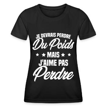 Je devrais perdre du poids mais j'aime pas perdre - T-shirt sport Femme - noir - Devant - AI Model Female 172 light (172cm)