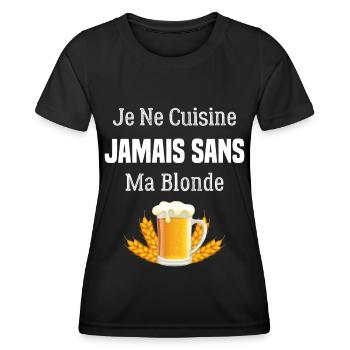 Je ne cuisine jamais sans ma blonde - T-shirt sport Femme - noir - Devant - AI Model Female 172 light (172cm)