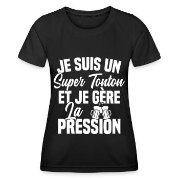 Super Tonton Biere Humour Alcool - T-shirt sport Femme - noir - Devant - AI Model Female 172 light (172cm)