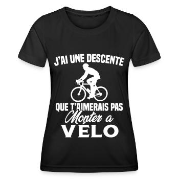 J'ai une descente que t'aimerais Vélo Cadeau - T-shirt sport Femme - noir - Devant - AI Model Female 172 light (172cm)