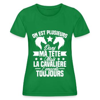 La Cavalière toujours Cadeau Humour Cheval - T-shirt sport Femme - vert - Devant - AI Model Female 172 dark (172cm)