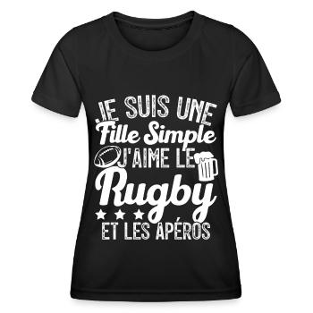 Femme Joueur De Rugby Cool Filles Rugby Et Apéros - T-shirt sport Femme - noir - Devant - AI Model Female 172 light (172cm)