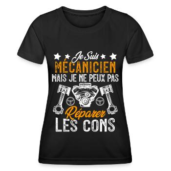 Je Suis Mécanicien Mais Mécano Garage Homme Cadeau - T-shirt sport Femme - noir - Devant - AI Model Female 172 light (172cm)