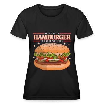 Restauration rapide de Hambourg | Burger Fast Food Cadeau - T-shirt sport Femme - noir - Devant - AI Model Female 172 light (172cm)