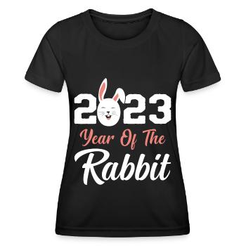 Jahr des Kaninchens Chinesisches Neujahr 2023 - Frauen Funktions-T-Shirt - Schwarz - Vorne - AI Model Female 172 light (172cm)