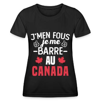 J'men fous je me barre au canada - T-shirt sport Femme - noir - Devant - AI Model Female 172 light (172cm)