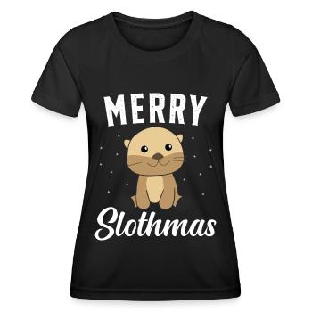 Faultier Weihnachten Weihnachtsgeschenk - Frauen Funktions-T-Shirt - Schwarz - Vorne - AI Model Female 172 light (172cm)