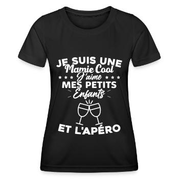 Mamie J'aime Mes Petits Enfants et l'apéro Humour - T-shirt sport Femme - noir - Devant - AI Model Female 172 light (172cm)