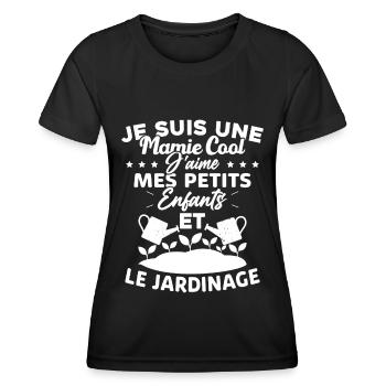Mamie j'aime mes petite enfants et le jardinage - T-shirt sport Femme - noir - Devant - AI Model Female 172 light (172cm)