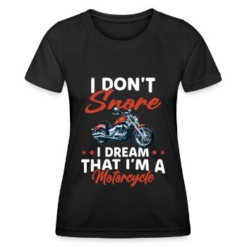 Je Ne Ronfle Pas Je Rêve Que Je Suis Une Moto - T-shirt sport Femme - noir - Devant - AI Model Female 172 light (172cm)