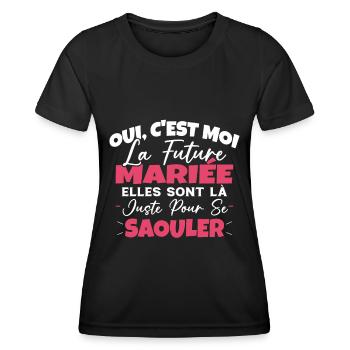 Future Mariée Idée Originale EVJF - T-shirt sport Femme - noir - Devant - AI Model Female 172 light (172cm)
