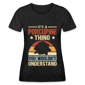 Stachelschwein Stachelschweine Geschenk - Frauen Funktions-T-Shirt - Schwarz - Vorne - AI Model Female 172 light (172cm)