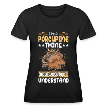 Stachelschweine Stachelschwein Geschenk - Frauen Funktions-T-Shirt - Schwarz - Vorne - AI Model Female 172 light (172cm)