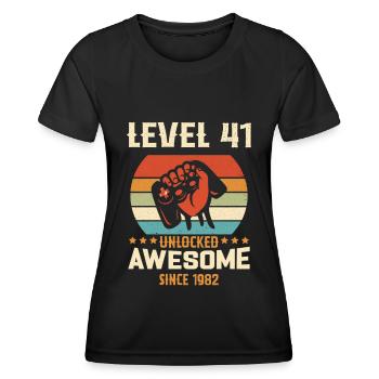 Level 41 komplettes Geburtstagsgeschenk von 1982 - Frauen Funktions-T-Shirt - Schwarz - Vorne - AI Model Female 172 light (172cm)