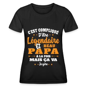 Légendaire et Beau Papa Cadeau Papa de l'année - T-shirt sport Femme - noir - Devant - AI Model Female 172 light (172cm)