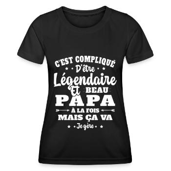 Légendaire et Beau Papa Cadeau Papa de l'année - T-shirt sport Femme - noir - Devant - AI Model Female 172 light (172cm)