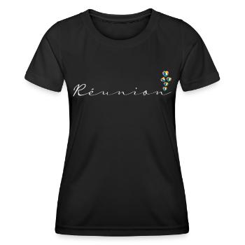Réunion - T-shirt sport Femme - noir - Devant - AI Model Female 172 light (172cm)