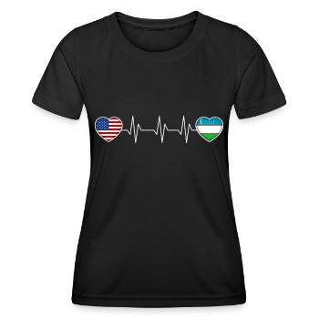 Ouzbékistan - T-shirt sport Femme - noir - Devant - AI Model Female 172 light (172cm)