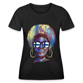 Finnland - Frauen Funktions-T-Shirt - Schwarz - Vorne - AI Model Female 172 light (172cm)