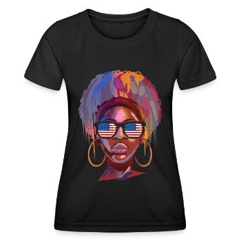 America - Women's Functional T-Shirt - black - Front - AI Model Female 172 light (172cm)
