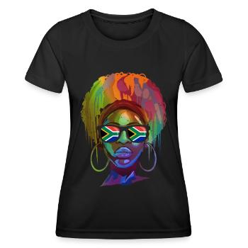 South Africa - Women's Functional T-Shirt - black - Front - AI Model Female 172 light (172cm)