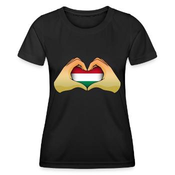 Hongrie - T-shirt sport Femme - noir - Devant - AI Model Female 172 light (172cm)