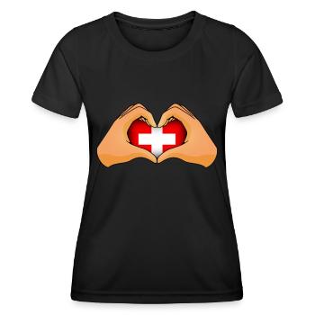 Suisse - T-shirt sport Femme - noir - Devant - AI Model Female 172 light (172cm)