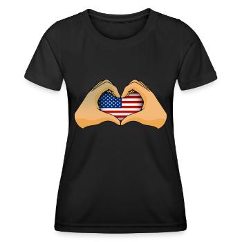 USA - Frauen Funktions-T-Shirt - Schwarz - Vorne - AI Model Female 172 light (172cm)