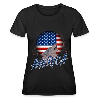 America - Women's Functional T-Shirt - black - Front - AI Model Female 172 light (172cm)
