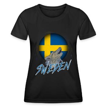 Schweden - Frauen Funktions-T-Shirt - Schwarz - Vorne - AI Model Female 172 light (172cm)