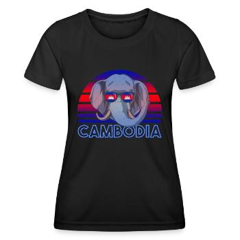 Cambodge - T-shirt sport Femme - noir - Devant - AI Model Female 172 light (172cm)