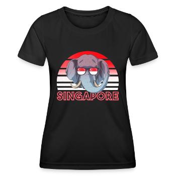 Singapur - Frauen Funktions-T-Shirt - Schwarz - Vorne - AI Model Female 172 light (172cm)