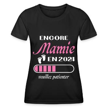 Encore Mamie 2024 Cadeau Future Grand Mère - T-shirt sport Femme - noir - Devant - AI Model Female 172 light (172cm)