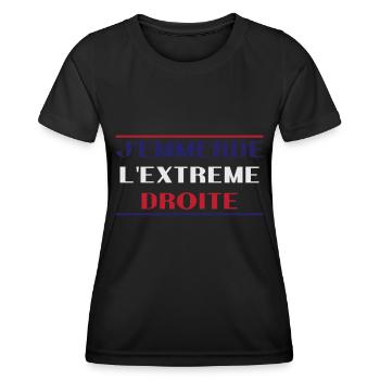 J'emmerde l'extreme droite - T-shirt sport Femme - noir - Devant - AI Model Female 172 light (172cm)
