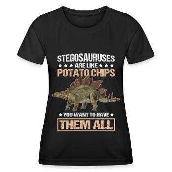 Cadeau de dinosaure Stegosaurus Dinos - T-shirt sport Femme - noir - Devant - AI Model Female 172 light (172cm)