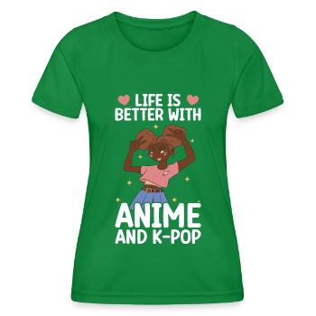 Anime K-Drama - Women's Functional T-Shirt - kelly green - Front - AI Model Female 172 dark (172cm)
