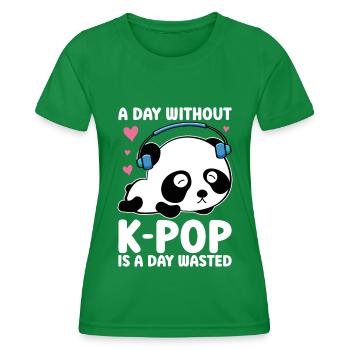 K-Pop Panda - Women's Functional T-Shirt - kelly green - Front - AI Model Female 172 dark (172cm)