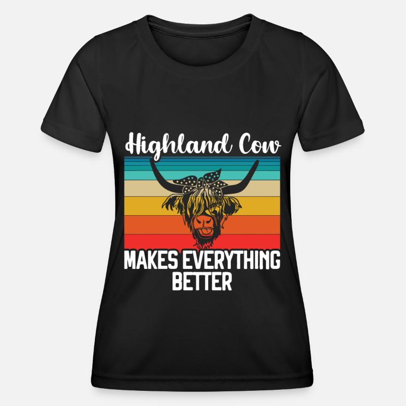 Highland cow - Women's Functional T-Shirt - black
