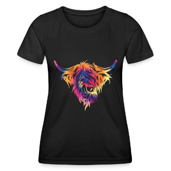 Vache des Highlands - T-shirt sport Femme - noir - Devant - AI Model Female 172 light (172cm)