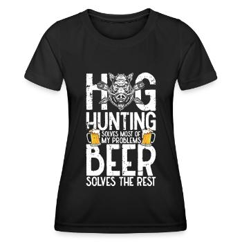 Schweinejagd Jäger Schweinejagd - Frauen Funktions-T-Shirt - Schwarz - Vorne - AI Model Female 172 light (172cm)