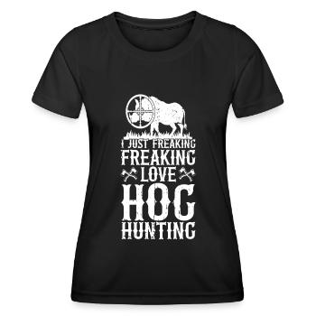 Schweinejagd Jäger Schweinejagd - Frauen Funktions-T-Shirt - Schwarz - Vorne - AI Model Female 172 light (172cm)
