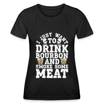 Bourbon-Smoker-Grillwhisky - Frauen Funktions-T-Shirt - Schwarz - Vorne - AI Model Female 172 light (172cm)