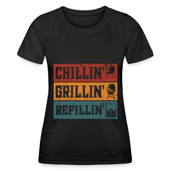 Bourbon-Smoker-Grillwhisky - Frauen Funktions-T-Shirt - Schwarz - Vorne - AI Model Female 172 light (172cm)