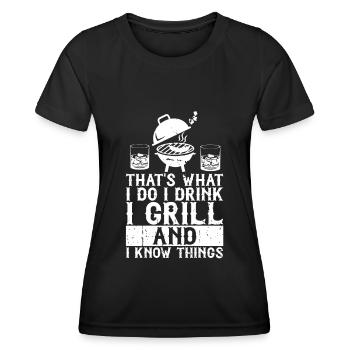Bourbon-Smoker-Grillwhisky - Frauen Funktions-T-Shirt - Schwarz - Vorne - AI Model Female 172 light (172cm)