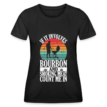 Bourbon-Smoker-Grillwhisky - Frauen Funktions-T-Shirt - Schwarz - Vorne - AI Model Female 172 light (172cm)