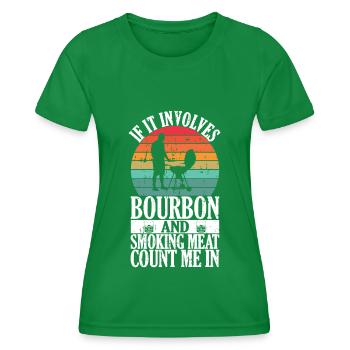 Bourbon-Smoker-Grillwhisky - Frauen Funktions-T-Shirt - Kelly Green - Vorne - AI Model Female 172 dark (172cm)