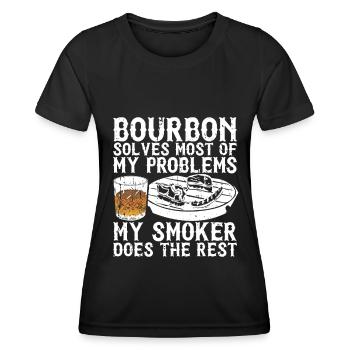 Bourbon-Smoker-Grillwhisky - Frauen Funktions-T-Shirt - Schwarz - Vorne - AI Model Female 172 light (172cm)